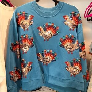 Queen of Sparkles Colorful Turkey Sweatshirt